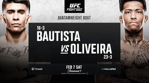 UFC Fight Night Bautista vs Oliveira 7 de Febrero 2026 En Vivo y Repetición